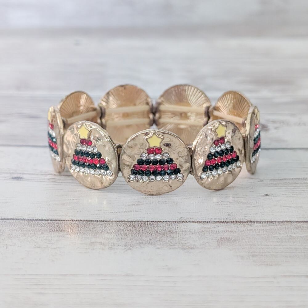 Vintage Stretch Bracelet Christmas Theme Statement